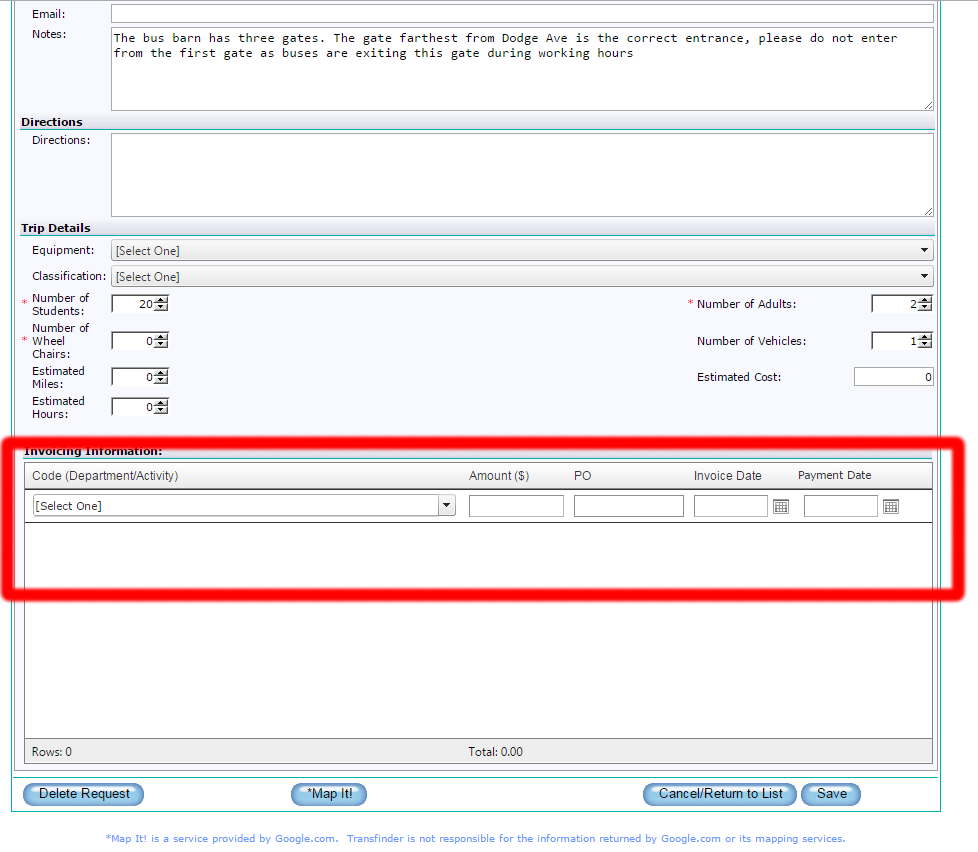Invoicing Fields 
